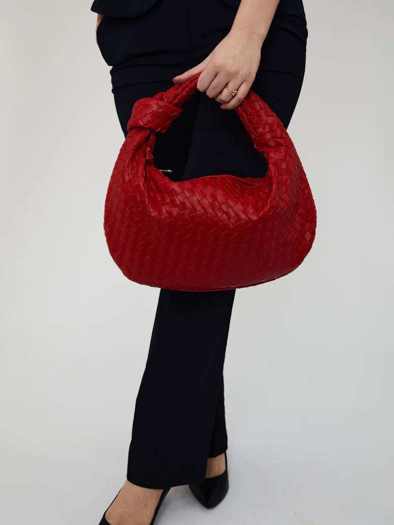 MEDIA RED LEATHER BAG-EMANUELA DELLACCI™️