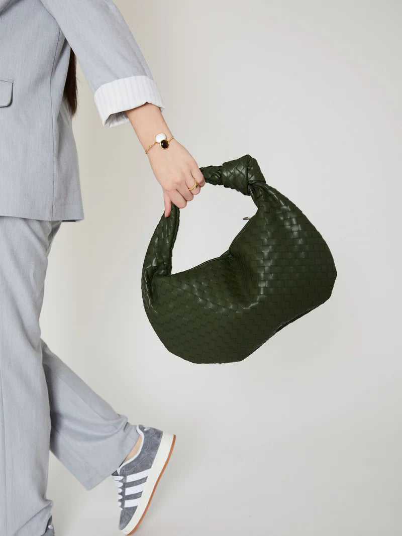 MEDIA GREEN LEATHER BAG-EMANUELA DELLACCI™️